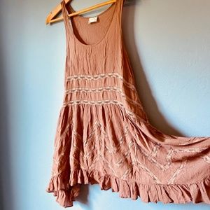 Free People Intimately Voile Lace Dusty Rose Trapeze Slip Dress